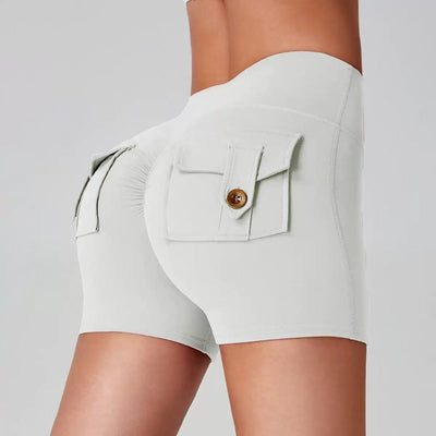 european and american export women's activewear: summer seamless peach lift pocket shorts for fitness, yoga, and sports