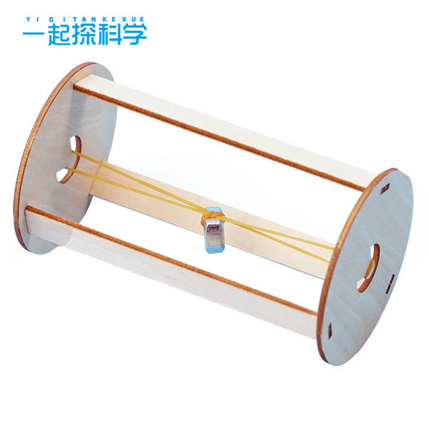 Hooke's law roller, primary school students' technology small production, wooden handmade DIY physical science small experimental materials