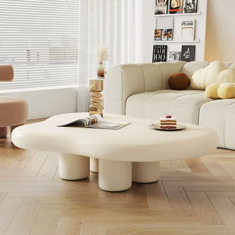 Influencer-approved cream cloud coffee table: nordic-style, space-saving, irregular shaped tea table for modern minimalist home decor and homestays