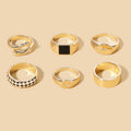 Wholesale alloy ring sets: cross-border gold-plated eight-pointed star jewelry, niche light luxury stackable hand jewelry, and trendy ins-style finger rings