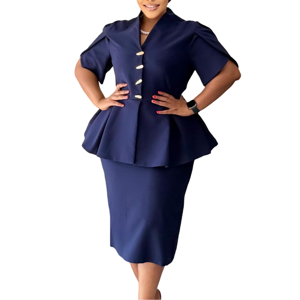 D3358 cross-border women's fashion elegant ruffle v-neck bodycon mini dress - plus size african style