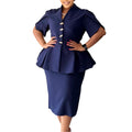 D3358 cross-border women's fashion elegant ruffle v-neck bodycon mini dress - plus size african style