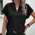 European and american cross-border women's fashion:  summer new arrivals - minimalist chic v-neck short-sleeve linen blouse/shirt for women