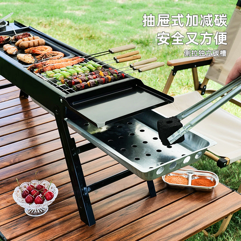 Bbq grill for homebbq grill outdoor foldable portable small barbecue stove charcoal carbon grill rack tool kebabs