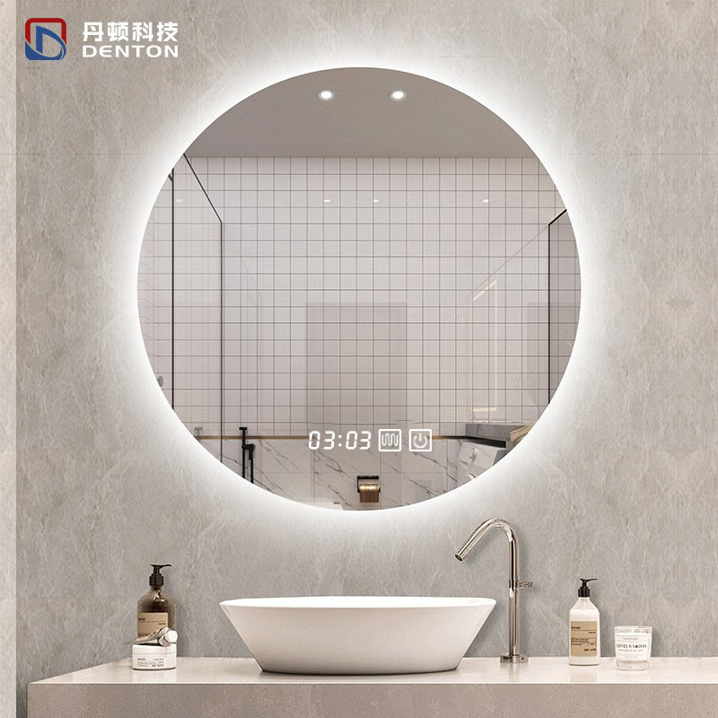 Toilet with lamp round mirror wall hanging smart mirror anti-fog luminous led bathroom mirror bathroom round mirror wholesale