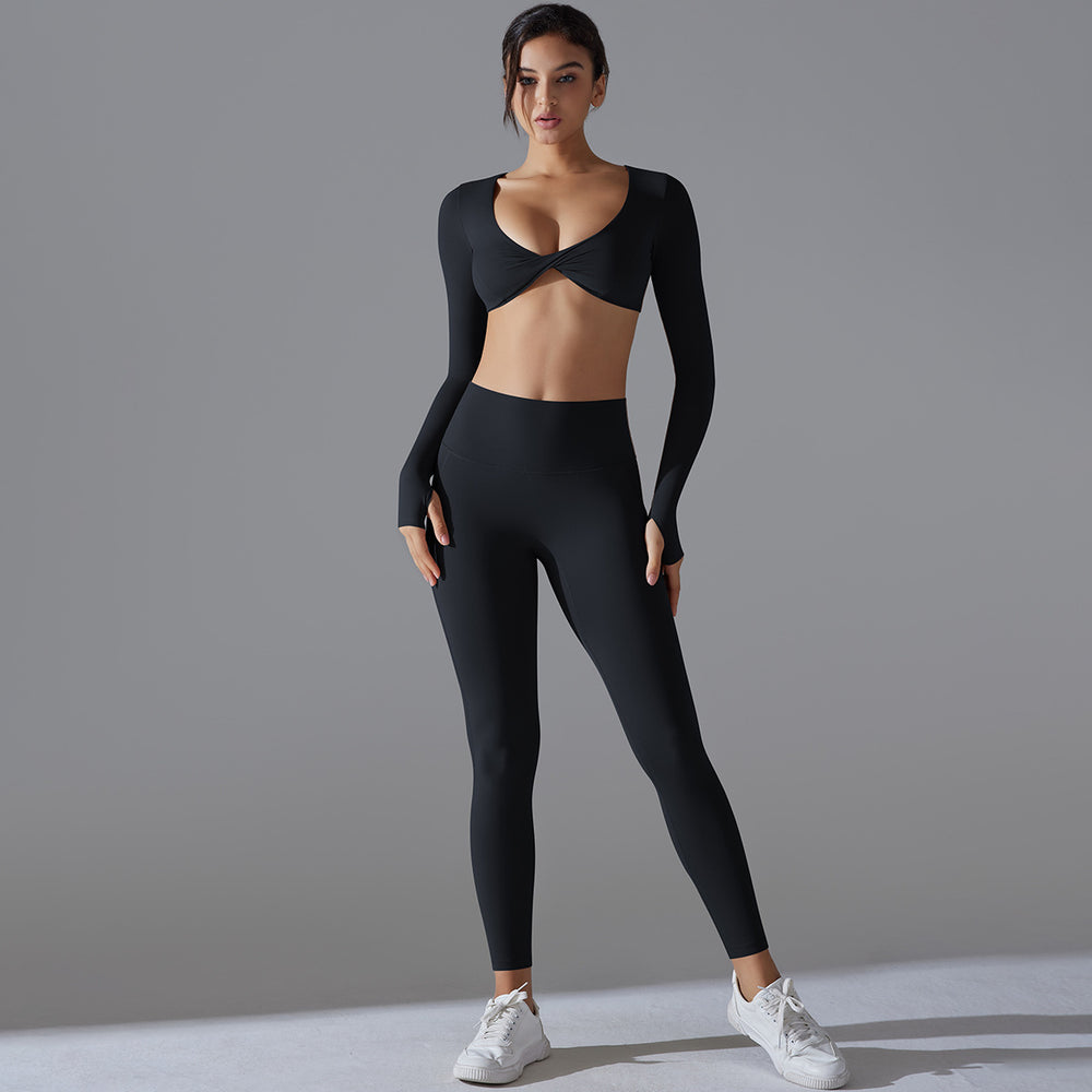 New women's seamless quick-dry yoga outfit set - high-waisted, anti-odor leggings & top for running, workout & fitness