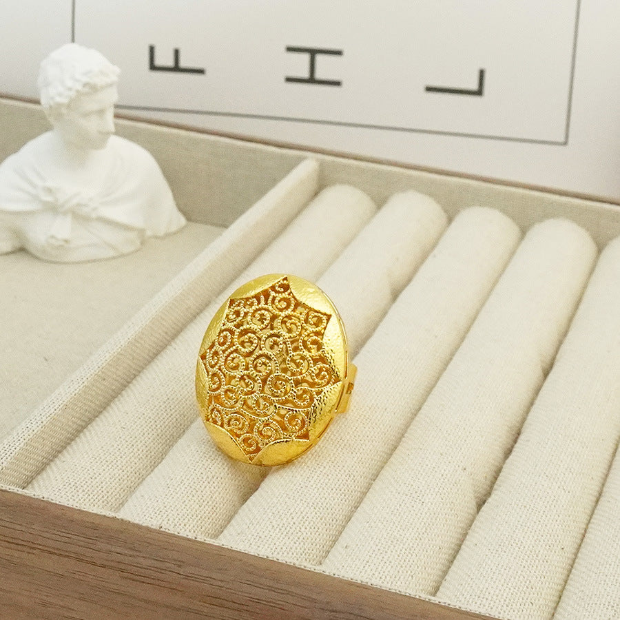 Women's fashion luxury hollow out floral ring adjustable size bridal wedding birthday party, christmas gift