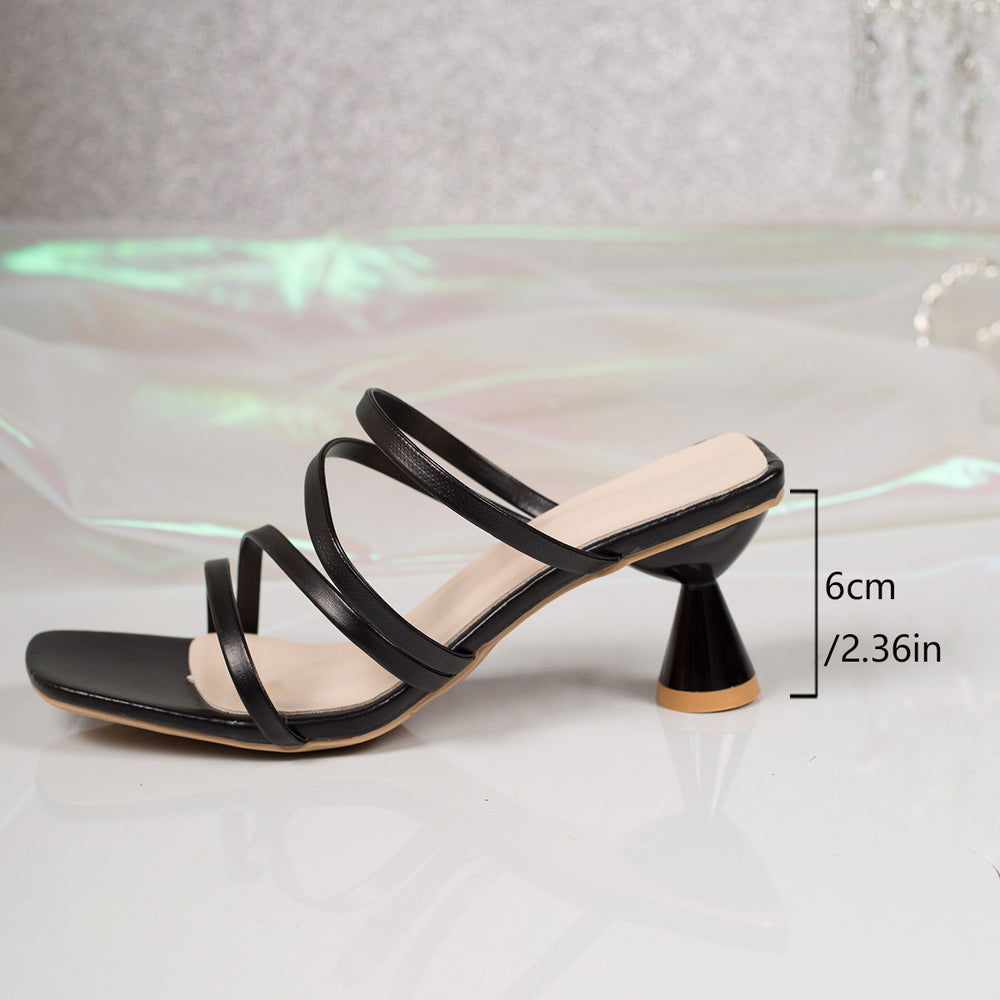 Plus sizeexportfashionfashion women's slippers outwear women's high-heeled slippers one-shaped square toe thin-heeled sandals women's slippers
