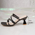 Plus sizeexportfashionfashion women's slippers outwear women's high-heeled slippers one-shaped square toe thin-heeled sandals women's slippers