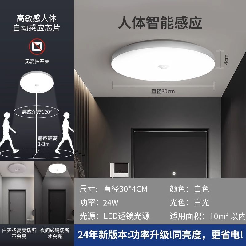 Led ceiling light - motion sensor radar light for stairwells, hallways, entryways, and balconies