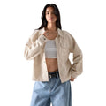fashion  autumn new arrival casual retro lapel button loose corduroy jacket outwear