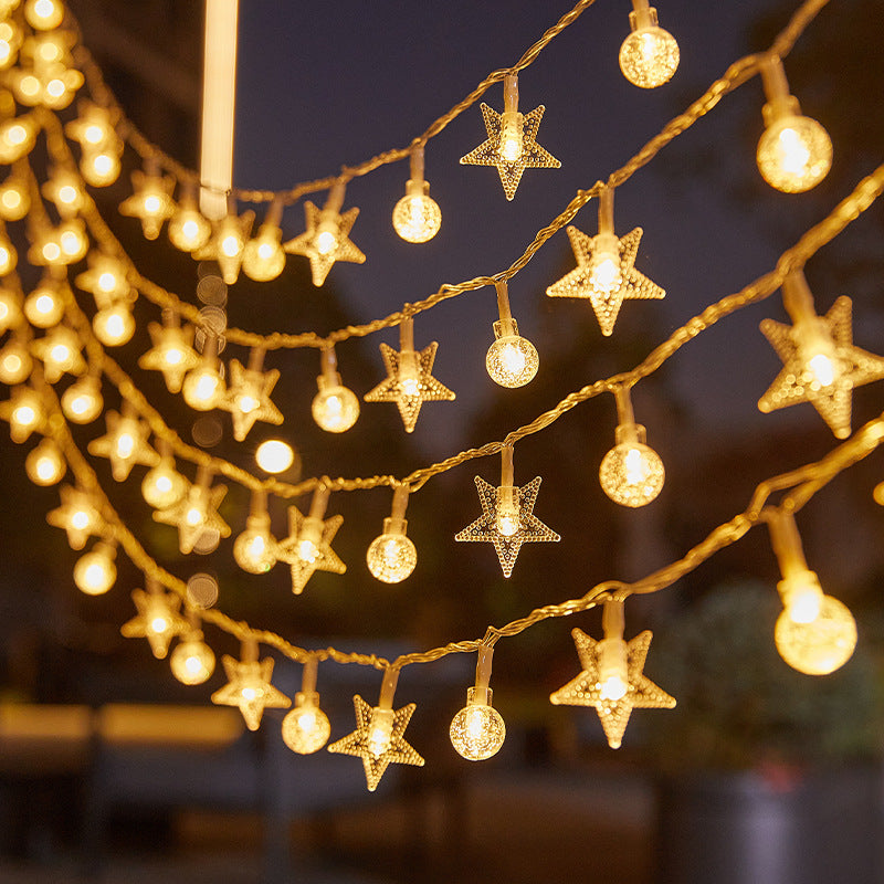 Outdoor camping led ball light string Outdoor battery box decoration star light Room atmosphere bubble ball light string