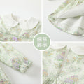 Girls' dress  spring/autumn new princess dress butterfly garden style girls' dress turn-down collar long sleeve ruched girls' dress