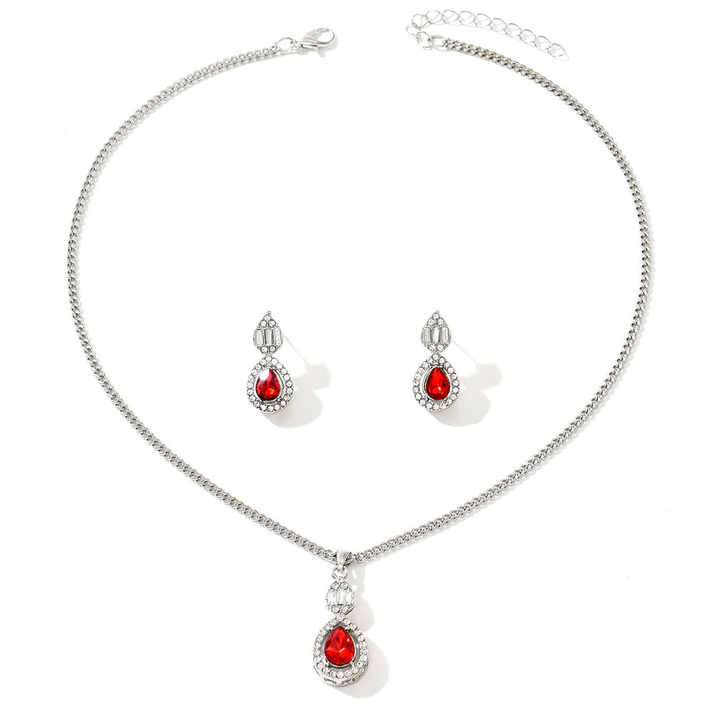 hot-selling stylishfashion water drop pendant necklace for women sweetelegantclassy sense diamond-encrusted bridal jewelry set
