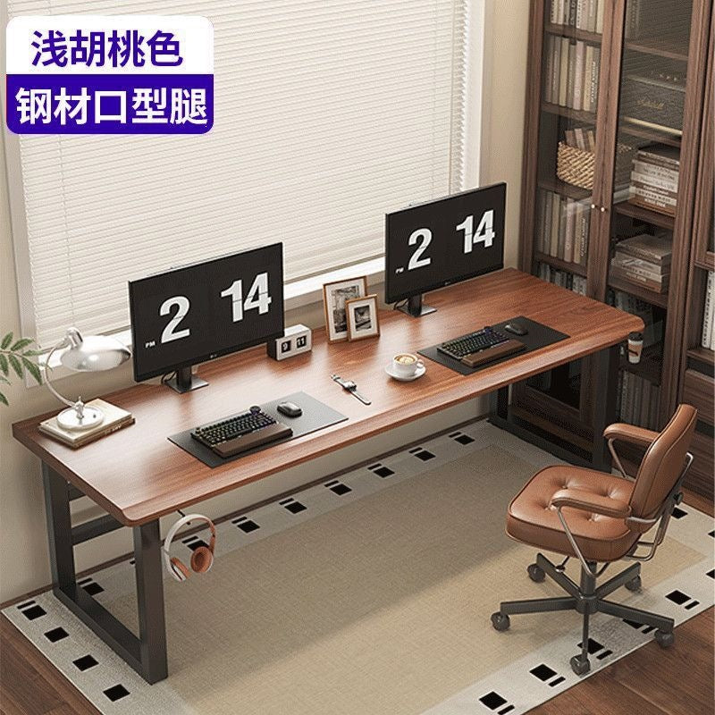 Solid wood large panel computer desk - desktop bedroom home office desk - extended length workstation - double gaming table