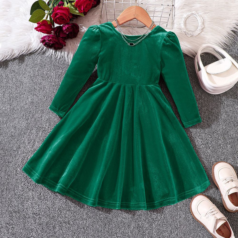 Ew foreign trade children's wear: new autumn/winter velvet bow christmas princess dress for girls (sizes for toddlers and young children)