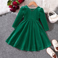 Ew foreign trade children's wear: new autumn/winter velvet bow christmas princess dress for girls (sizes for toddlers and young children)