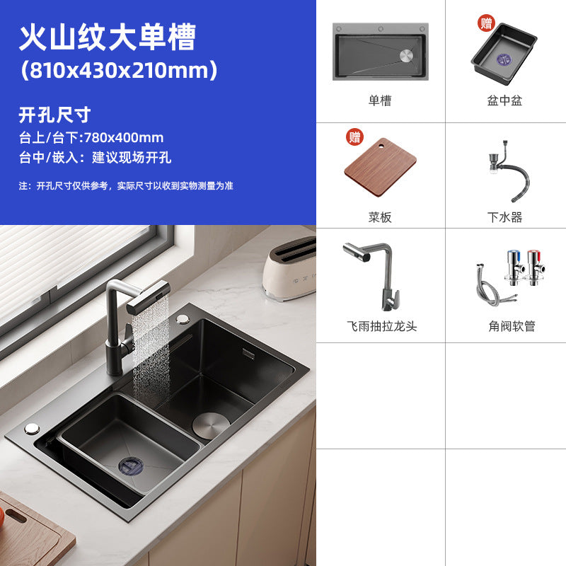 Nojo sink large single slot double slot modified single slot thickened sus304 stainless steel kitchen for home vegetable washing table top middle and bottom