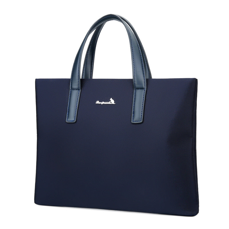 New briefcase men's horizontal Oxford cloth large-capacity business handbag bag leather bag men's file bag handbag