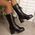 exportplus sizefall and winternew arrival thick heel high heel front tie backfashionknee socks women's boots cross-border wholesale
