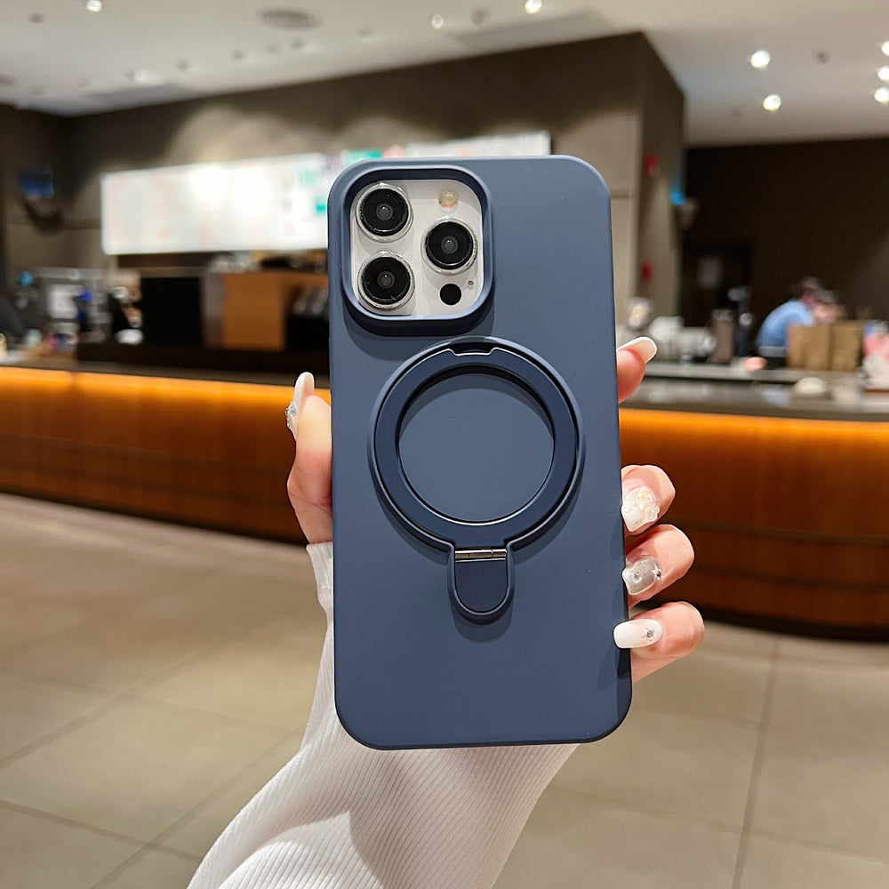 Suitable for apple 17promax mobile phone case liquid silicone magnetic holder iphone15 protective cover 12promax