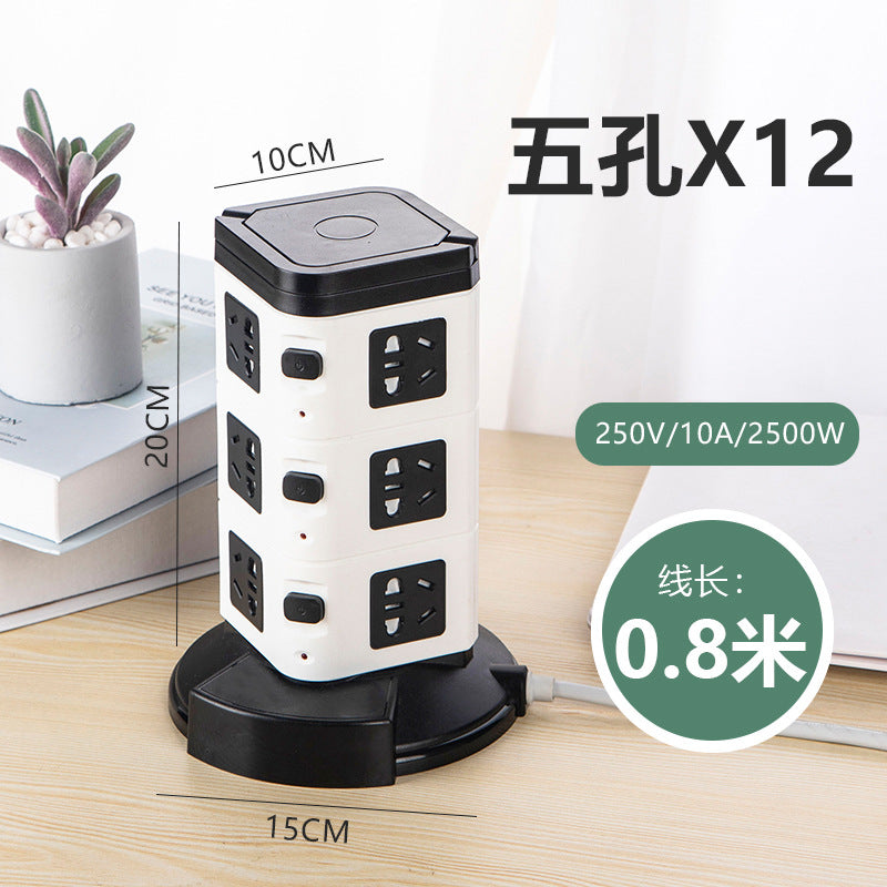 Smart vertical tower usb socket strip multifunctional multi-outlet office home computer power strip charger