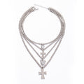 Diamond-studded heart cross pendant wholesale - cross-border fashion jewelry, multi-layer necklace, light luxury, premium full diamond clavicle chain