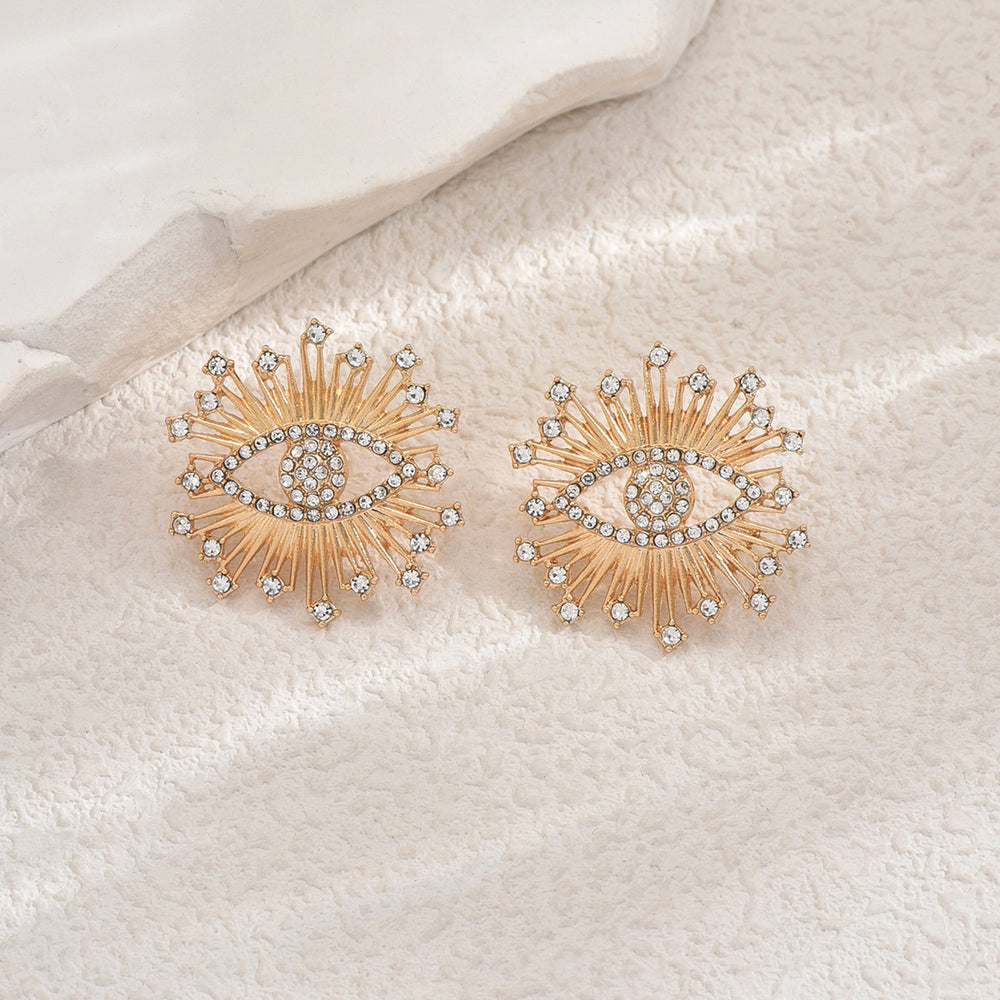Women's earrings wholesale: cross-border sun eye earrings, unique design, light luxury, high-end star and heart studs