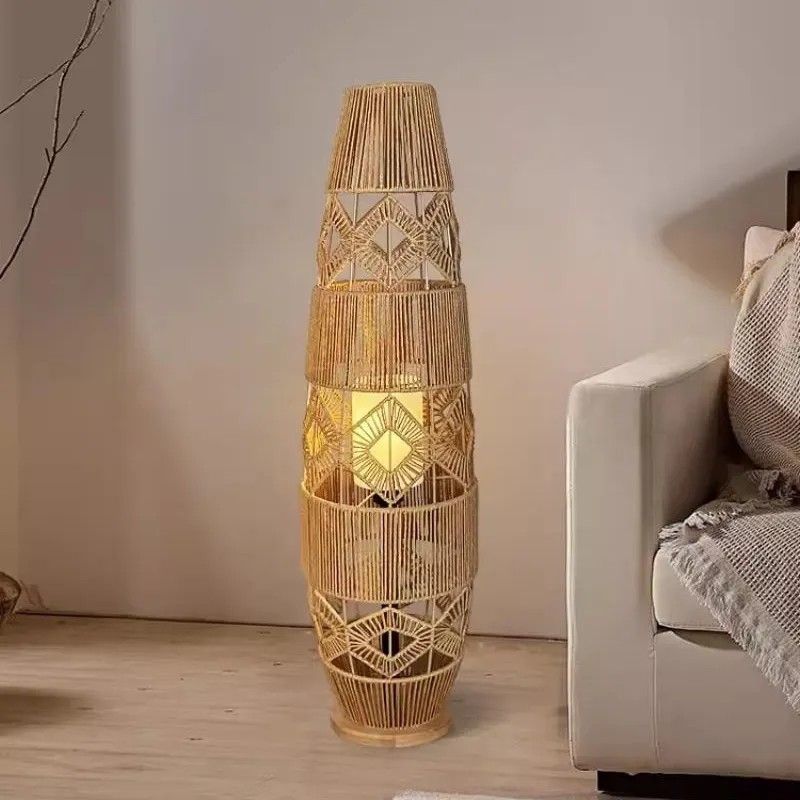 Floor lamp retro tatami chinoiserie zen b&b rattan tea room living room bedroom bedside lamp