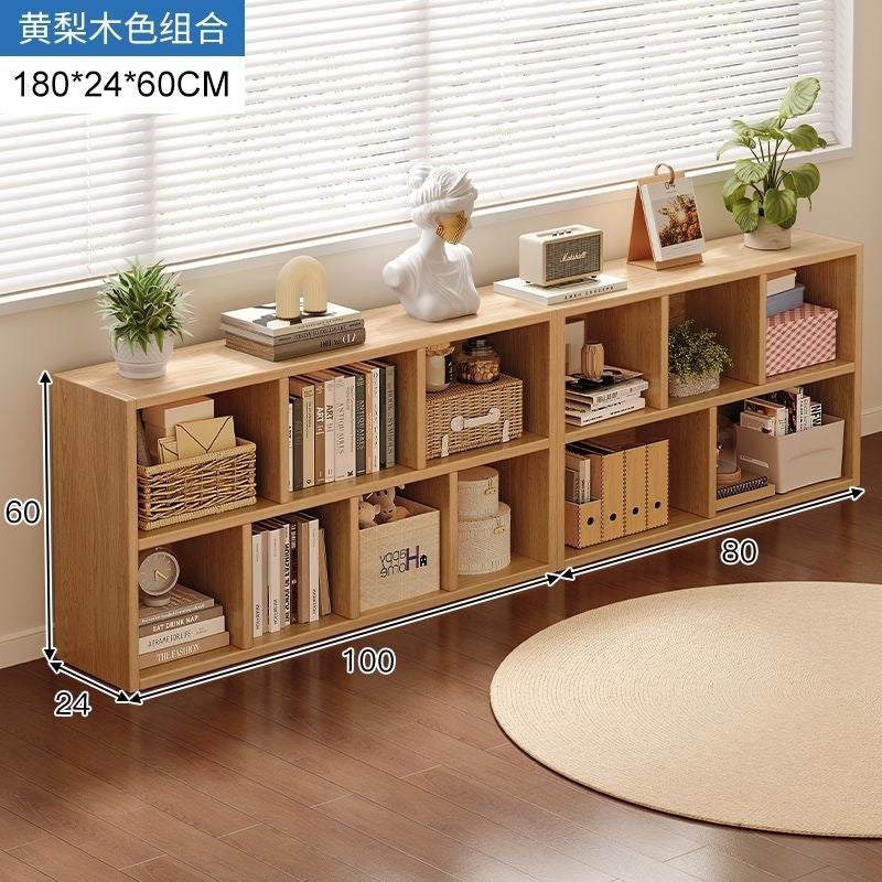 Bookshelf storage rack simple floor-standing wall-mounted storage cabinet rental house multi-layer living room for home bedroom small bookcase