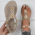 Plus size women's european and american sandals -  bohemian rhinestone comfortable breathable versatile elastic band thong sandals