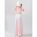 Girls' lightweight summer pants: stylish gradient color  ice silk wide-leg trousers for mid-to-large children's wear