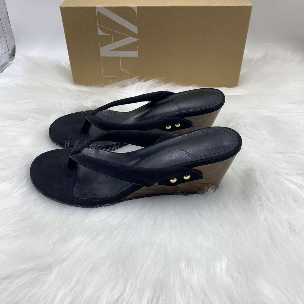 Za new 2025 summer square toe stiletto thong sandals women's kitten heel mules fashionable single shoes