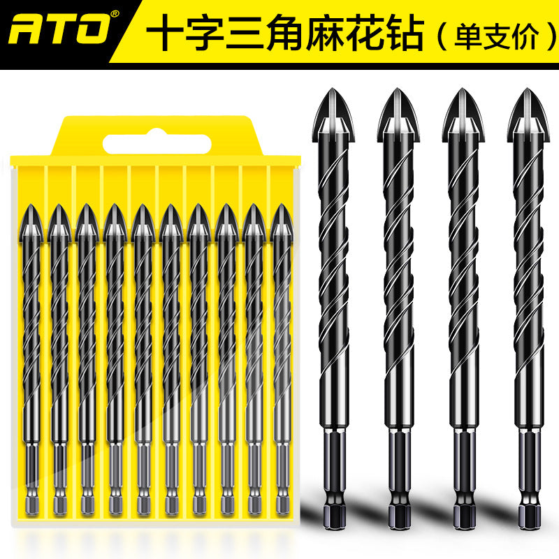 ATO Multifunctional Overlord Drill, Alloy Triangle Overlord Drill Bit, Tile Glass Wall Ceramic Punching Set
