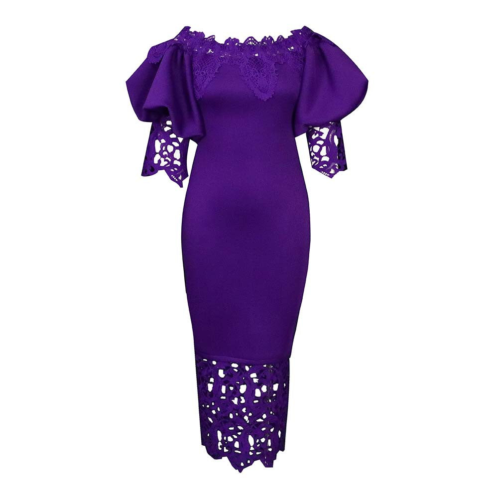 European and american plus size women's new fashionable and elegant lace patchwork off-the-shoulder bridesmaid dress/evening gown - wholesale dress