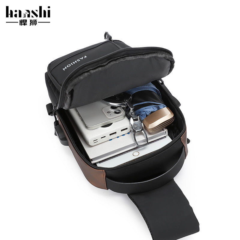 Fashion Men's Locomotive Crossbody Bag Premium Casual Women's Breast Bag Tide Travel Waterproof Shoulder Bag Commuter Chest Bag