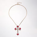 European and american cross-border jewelry: fashionable and sweet cross pendant necklace, light luxury high-end red diamond-encrusted choker