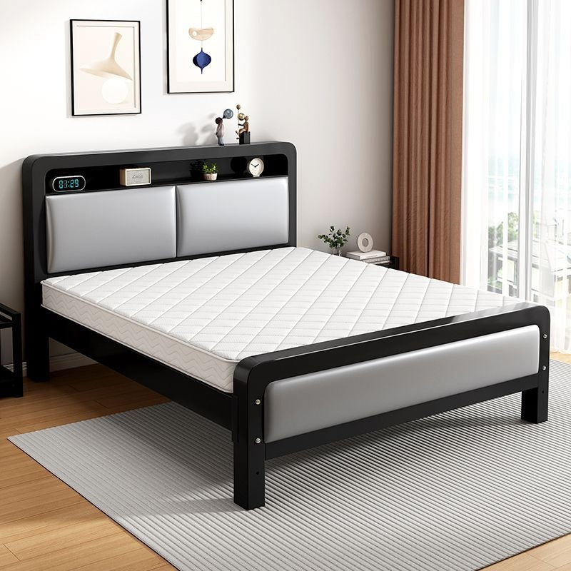Wrought iron bed double bed for home bedroom kids small apartment single thickened reinforced iron frame bed soft package for rental room