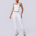New arrival cross-border seamless pure color halter back tight-fitting suit sports running fitness yoga clothes two-piece set
