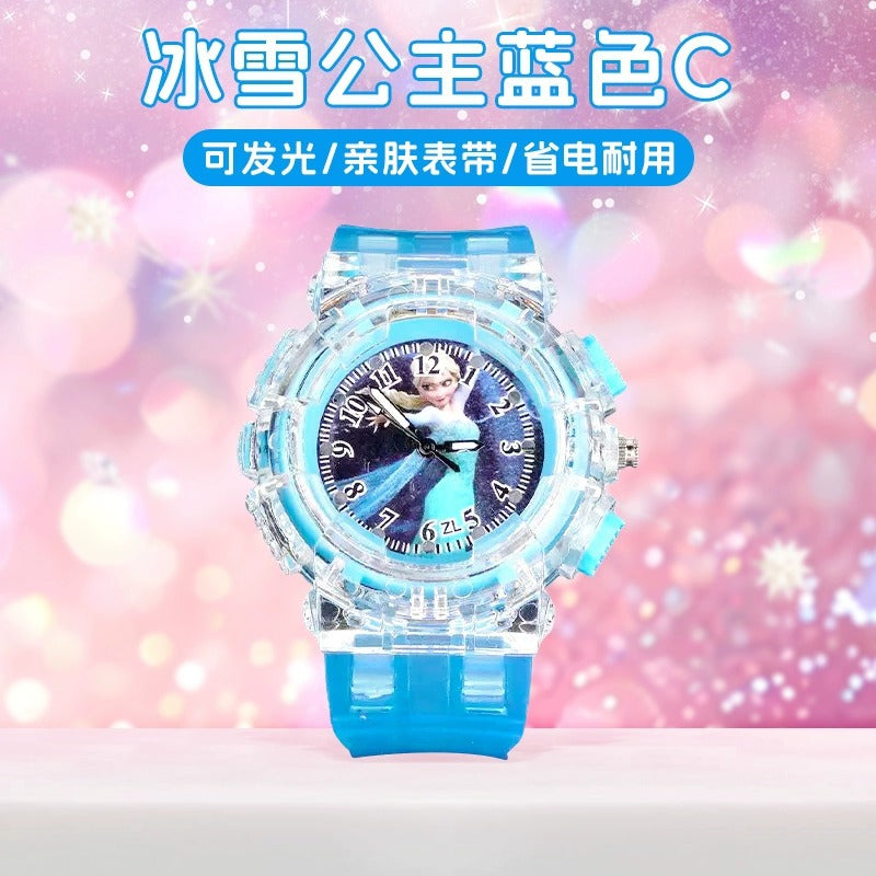 Elsa princess kids watch - girls' luminous electronic watch, cartoon toy, preschool 3-6 years old, waterproof night light