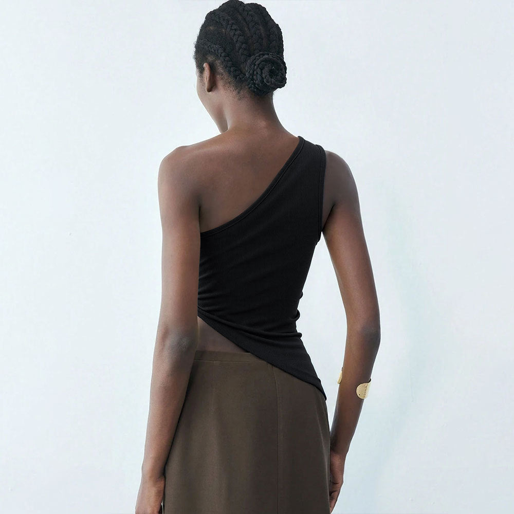 Pure colorsilm off-shoulder camisole women's summer short micro-elastic polyester outwearsense of designtopsfashion hot girl