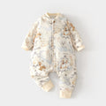 Baby muslin swaddle sleep sack - bamboo fiber, spring/summer, unisex, split-leg design, newborn zipper closure, front 6-layer, back 4-layer