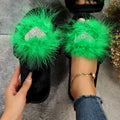 New 2024 women's cotton slippers - autumn/winter indoor/outdoor heart-shaped real fur slippers - warm fuzzy slippers - women's cotton slippers