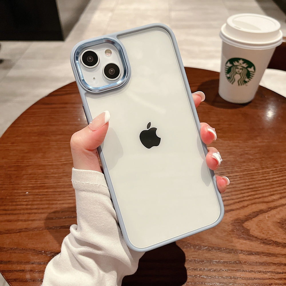 Suitable for iphone 17 air orange phone case, 15 apple 16 transparent hard case with gold shield metal lens ring, drop-proof