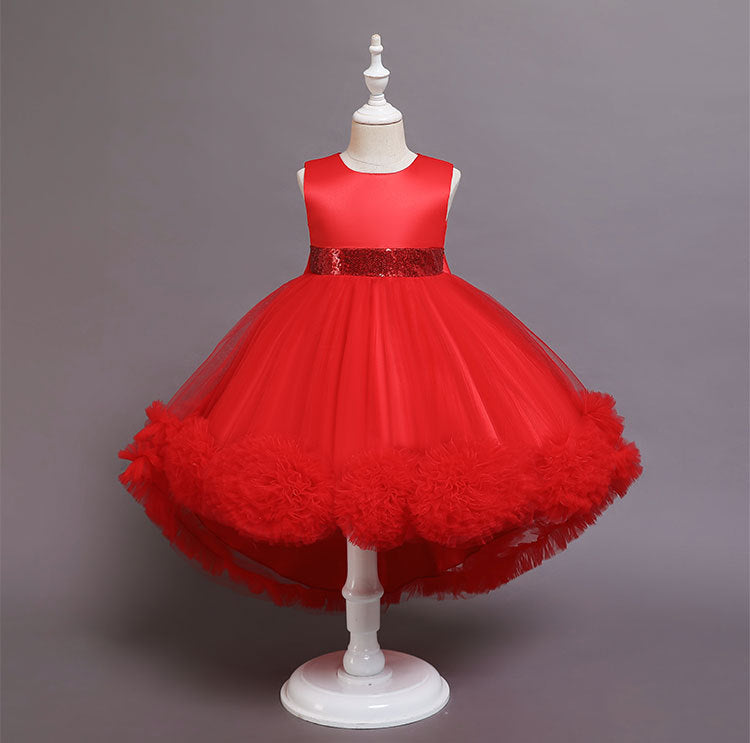 in stockkids dress ball flower tail wedding dress princess dress piano performance dress female baby dress