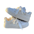 White shoes women's 2026 spring & fall new platform canvas sneakers - creamy, unique, and versatile casual skate shoes