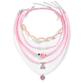 Wholesale pink shell necklace - european and american style, beach vacation vibe, fashionable beaded starfish pearl layered necklace for women