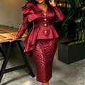 Autumn new arrivals: chic church dress set - elegant sequin & satin irregular ruffle two-piece outfit