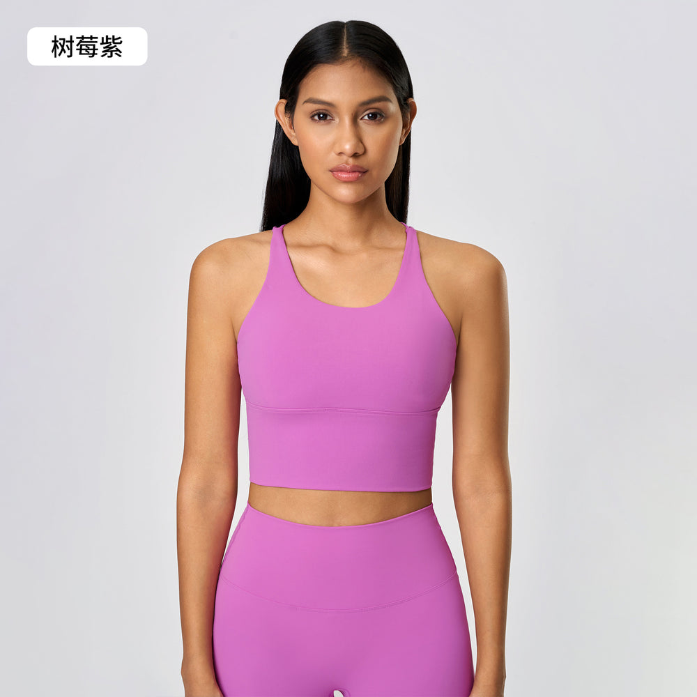 New sports bra - shockproof, sexy open-back, thin strappy tank top - women's yoga bra d19095