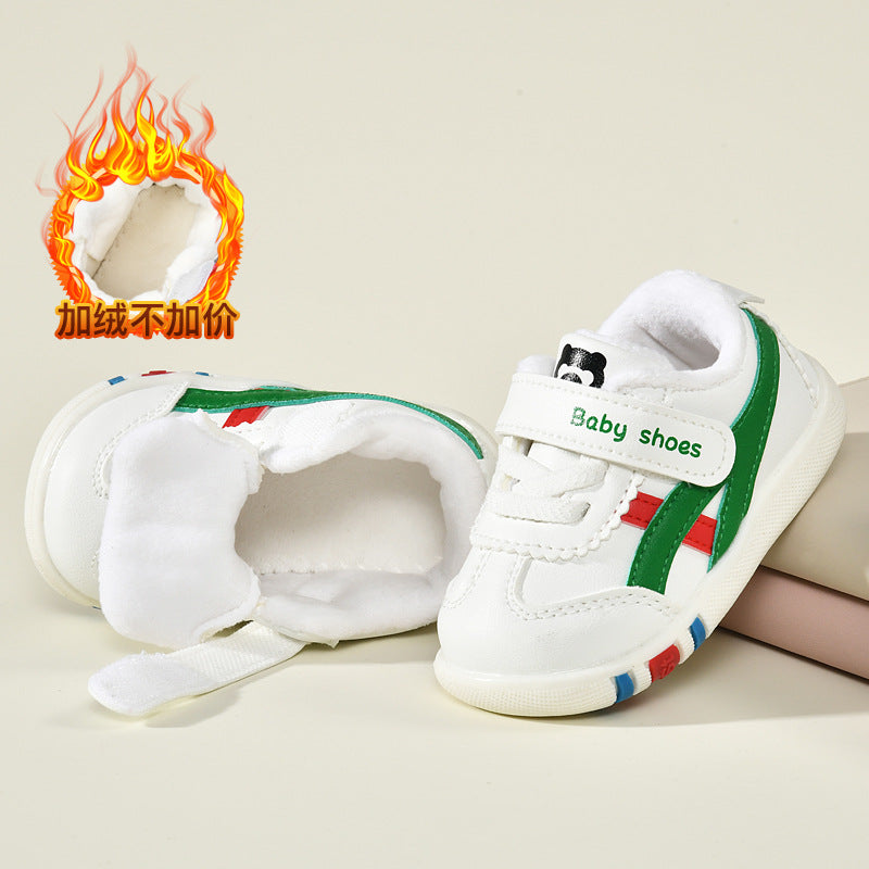 Toddler shoes for baby boys 0-1-3 years old, autumn/winter infant and toddler shoes for baby girls, soft sole non-slip, fleece-lined, extra thick cotton shoes